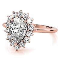 925 Silver,10K/14K/18K Solid Rose Gold Handmade Engagement Ring 2 CT Pear Cut Moissanite Diamond Solitaire Wedding/Gorgeous Ring for/Her Wife Ring