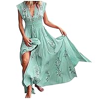 FQZWONG Summer Dresses for Women 2023 Casual Sexy Beach Flowy Maxi Dress Formal Elegant Party Club Vintage Boho Sundresses