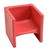 Children's Factory 3-in-1 Cube Chair for Kids, Flexible Seating Classroom Furniture, 1-Pack, Red