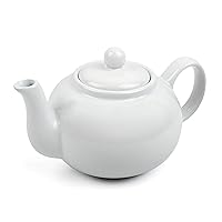 RSVP International Stoneware Teapot Collection, Microwave and Dishwasher Safe, 16 oz, White