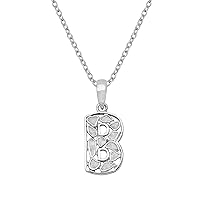 MOONEYE Initial Pendant Necklace 0.50 CTW Natural Slice Polki Diamond Platinum Plated 925 Sterling Silver B Letter Alphabet Pendant