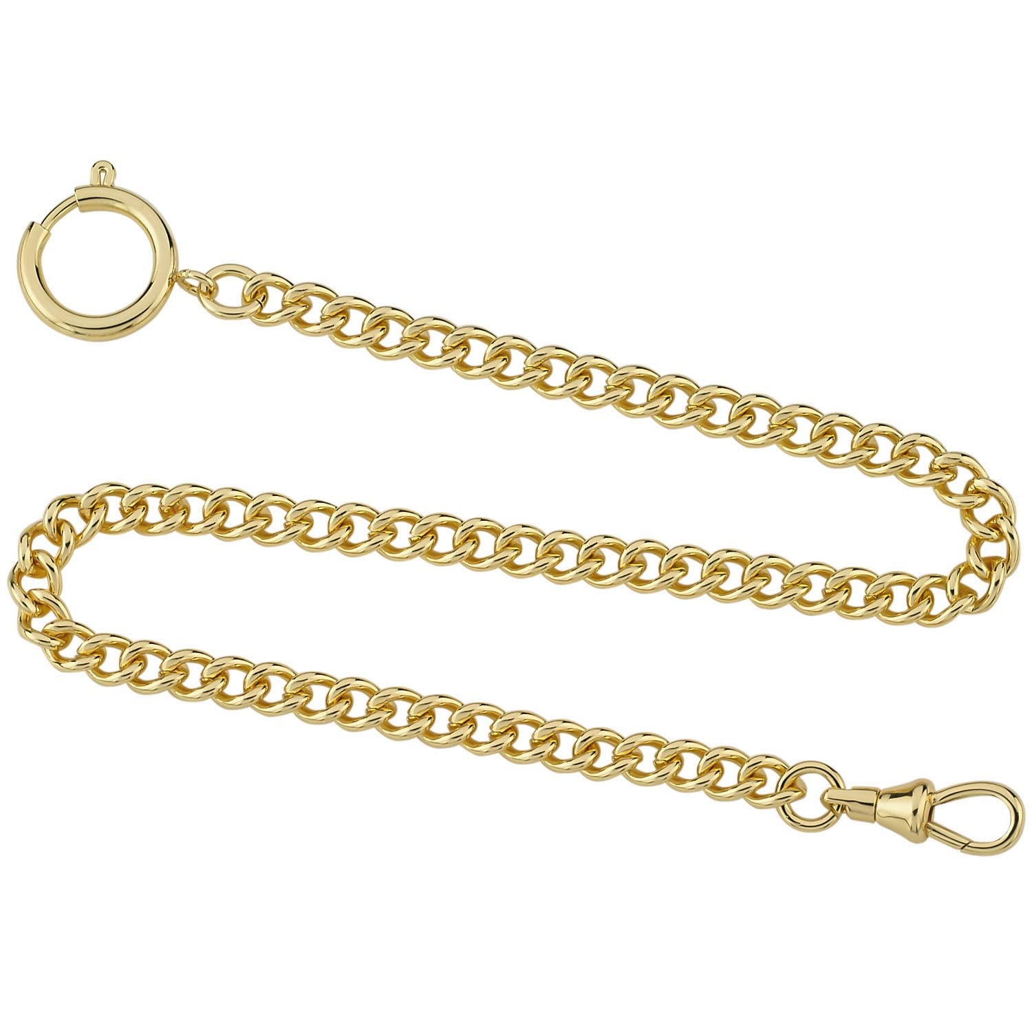 Gotham Gold-Tone Stainless Steel Pocket Watch Chain Fob Curb Link 14