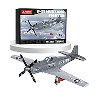 P-51 Mustang Fighter Bomber Building Blocks Sets, Military WW2 Airplane Building Toy, Collectible WW2 Army Model for Children Adults (258PCS)