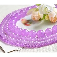 Natural Light Purple Jade Beads Smooth Polished Round 4mm-12mm 15.4 Inch Full Strand for Jewelry Making (GJ22) (8mm)