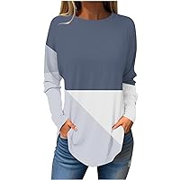 Blouses for Women Dressy Casual Long Sleeve T Shirt Geometry Print Tops Vintage Tees Cute Tunic Fall Clothes