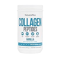 Natures Plus Collagen Peptides, Vanilla - 0.8 lb Powder - Hair, Skin, Nail & Joint Health, Immune System Support - Non-GMO, Gluten Free - 14 Servings