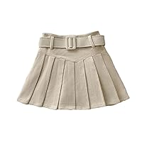 Spring/Summer Women Pleated Mini Skirts Students Corduroy Solid Color Bottoms Vintage Slim All-Match Skirt with Belt