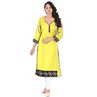 Indian Women Cotton Dress Long Tunic Beautiful Indian Frock Suit Casual Party Wear Maxi Dress Yellow Color