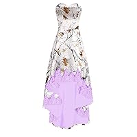 Strapless A-line White Camo Outdoor Wedding Dresses Reception Prom Gowns High Low