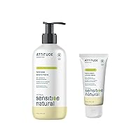 Bundle of ATTITUDE Moisturizing Hand Soap for Sensitive Skin Enriched with Oat and Argan Oil, EWG Verified, Plant and Mineral-Based Ingredients, Vegan, 16 Fl Oz + Hand Cream, 2.5 Fl Oz