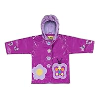 Purple Butterfly PU All-Weather Raincoat for Girls With Fun Flowers and Butterflies