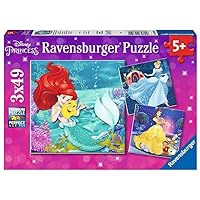 09350 Disney Princesses - 3 X 49 Piece Jigsaw Puzzles - Value Set of 3 Puzzles in a Box – Every Piece is Unique, Pieces Fit Together Perfectly,Multi