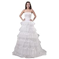 Ivory Strapless Lace And Tulle Layered Skirt Wedding Dress With Jacket