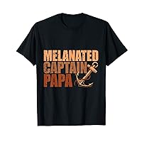 Mens Melanated Captain Papa Black History BLM Boating Sailor T-Shirt
