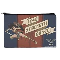 GRAPHICS & MORE Wonder Woman Movie Love, Strength, Grace Makeup Cosmetic Bag Organizer Pouch
