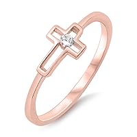 Round Cut D/VVS1 Diamond Cross Engagement Wedding Band Ring for Women's Girl's 14k Gold Plated 925 Sterling Silver