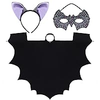 WILLBOND Kids Bat Vampire Costume Accessories Halloween Bat Costume for Kids Bat Mask Bat Ears Headband for Bat Theme Party