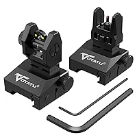 V2 Fiber Optic Iron Sights, Flip Up Front and Rear Backup Sights with Green Red Fiber Optics Dots, Tool-Free Adjustable Front Sight Rapid Transition