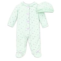 Little Me Baby Clothes & Outfits - Girls One Piece Hat & Footed Sleeper Pajamas - 9 Months, Pink Floral
