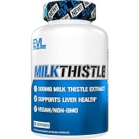 EVL Silymarin Milk Thistle Capsules - Pure Milk Thistle Supplement for Optimal Liver Cleanse Detox & Repair - Herbal Liver Support Supplement with Milk Thistle Extract - 60 Non-GMO Veggie Capsules