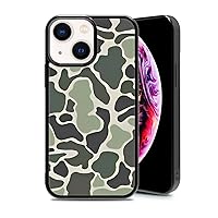 Old Green Camo Case for iPhone 14 Case/iPhone 13 Case Silicone Ultra Shockproof Funny Protection Cute Army Green Camou Phone Case for Girls Women Baby Cover,6.1 Inch Black