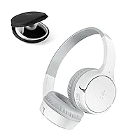 Belkin SoundForm Mini - Wireless Bluetooth Headphones for Kids with 30H Battery Life, 85dB Safe Volume Limit, Built-in Microphone - Kids On-Ear Earphones for iPhone, iPad, & More - White w/ Case