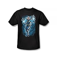 Justice League - Black Lightning Bolts Slim Fit Adult T-Shirt In Black
