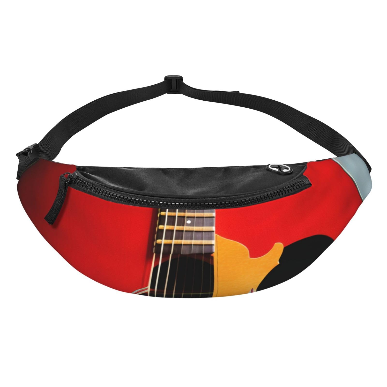 Red Guitar Fanny Pack For Women And Men Fashion Waist Bag With Adjustable Strap For Hiking Running Cycling