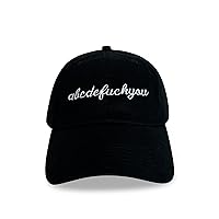 abcdeFUCKYOU Black Baseball Cap with White Embroidery | Funny Alphabet hat | Leave Me Alone Fuck You Hat | Alphabet Parody hat