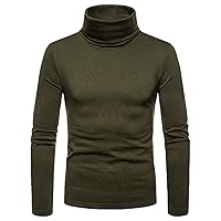 Men Turtleneck Long Sleeve Sweater High Neck Top Slim Fit Lightweight Knit Roll Neck Pullover Sweaters for Mens