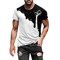Summer Tops for Men 3D Printing Graphic Tees Round Neck Short Sleeve T-Shirt Casual Workout Shirts Lightweight Cotton Shirt