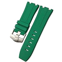 28mm Fluorine Bubber Silicone Waterproof Watchband for Audemars AP 15703 Bracelet 15710 Accessories Watch Strap (Color : Green, Size : 28mm)