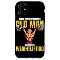 iPhone 11 Mens Old Man Weightlifting Gym Lifting Fitness Funny Case