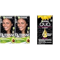 Hair Color Nutrisse Nourishing Creme, 11 Blackest Black (Peppercorn) Permanent Hair Dye, 2 Count (Packaging May Vary) & Hair Color Olia Ammonia-Free Brilliant Color Oil-Rich Permanent Hair Dye