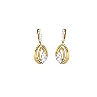 Jiana Jewels Gold 0.26 Carat (I-J Color, SI2-I1 Clarity) Natural Diamond Pear Drop Dangle Earrings For Women & Girls