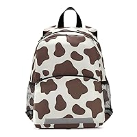ALAZA Brown and White Cow Print Kids Toddler Backpack Purse for Girls Boys Kindergarten Preschool School Bag w/Chest Clip Leash Reflective Strip