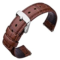 ANNEFIT Quick Release Leather Watch Bands 18mm 20mm 22mm 24mm, Alligator Grain Calfskin Replacement Strap