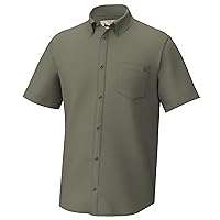 HUK Men's Kona Solid Short Sleeve Fishing Button Down Shirt