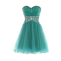 Beaded Tulle Homecoming Dresses Formal Short Prom Ball Gown 2021