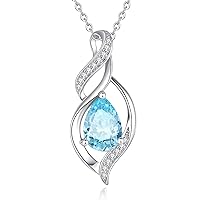 FANCIME Mothers Day Gifts Birthstone Necklace for Women Teardrop Necklace S925 Sterling Silver Infinity Love Birthday Gifts for Mom Women Girls, 16