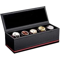 Elegant Watch Box,Carbon Fiber Watch Box Watch Storage Box Jewelry Box Household Watch Box Watch Boxes (Color : Black, Size : One size)