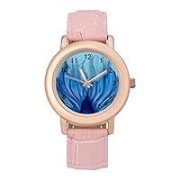 Blue Mermaid Tail Classic Watches for Women Funny Graphic Pink Girls Watch Easy to Read