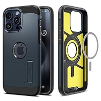 Spigen Magnetic Tough Armor MagFit Designed for iPhone 15 Pro Max Case, [Military-Grade Protection] [Kickstand] Compatible with MagSafe (2023) - Metal Slate