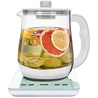 Kettles,Kettle, 1.8L Glass Tea Kettle with Strainer,Cordless Kettle with Temperature Control,Auto Shut-Off and Boil-Dry Protection, 800W/Brown/a