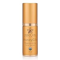 Honey Girl Organics HoneyGlo Regenerating Face Serum, USDA Certified Organic Facial Serum for Women Softens and Moisturizes Skin with Enriched Beehive Ingredients, Vitamin C and EVOO (1 oz)