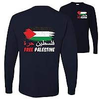 Free Palestine Flag Front and Back Mens Long Sleeves