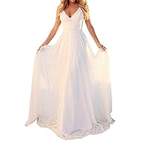 White Dress Women Graduation,and New Dress Wish Sexy V Neck Suspender Dress Lace Dress Long Skirt Cute Wedding