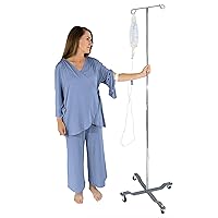 Luxurious Post Surgery Pajamas with Snap Sleeves and Mastectomy Drain Holder Pockets, Chemotherapy Must Haves for Women
