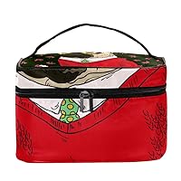 Shar Pei In Red Sweater Women Portable Travel Accessories with Mesh Pocket Makeup Cosmetic Bags Storage Organizer Multifunction Case