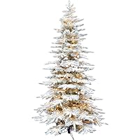 Fraser Hill Farm Pine Valley Flocked Christmas Tree, 7.5 Feet Tall, Includes Warm White LED Lights, Easy to Connect and Set up, Perfect Xmas Tree for Family or Living Rooms